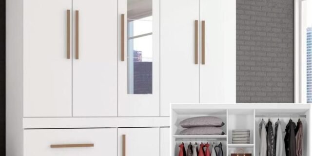 [MAGAZINE] Guarda-roupa Casal com Espelho 6 Portas 4 Gavetas – Araplac Viseu Glass