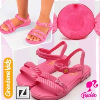 [ZATTINI] Sandália Infantil Barbie + Bolsa Candy Bag Feminina – Rosa