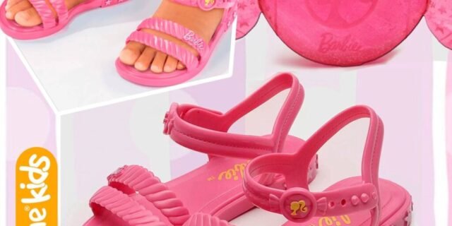 [ZATTINI] Sandália Infantil Barbie + Bolsa Candy Bag Feminina – Rosa