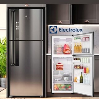 [SUBMARINO] Geladeira Electrolux Top Freezer Frost Free Efficient Black Inox Look Com Tecnologia Autosense (If55b)