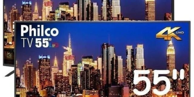 [SUBMARINO] Smart Tv Led 55” Philco Ptv55q20snbl Ultra Hd 4k Hdr Borda Infinita Com Aplicativos E Audio Dolby