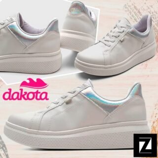 [ZATTINI] Tênis Dakota Básico Feminino – Branco+Cinza