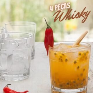 [MAGAZINE] Jogo de Copos de Vidro Whisky Cristalino 350ml – 4 Peças Double Old Fashioned