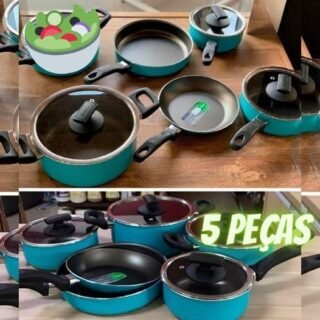 [MAGAZINE] Jogo de Panelas Tramontina Antiaderente – de Alumínio Turquesa 5 Peças Toronto