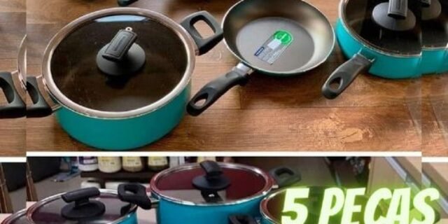 [MAGAZINE] Jogo de Panelas Tramontina Antiaderente – de Alumínio Turquesa 5 Peças Toronto