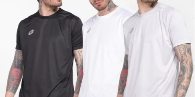 [ZATTINI] Kit Camiseta Lotto Training Masculina c/ 3 Peças – Preto+Cinza