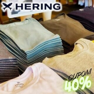 [HERING] CUPOM DE 40% OFF + Frete Grátis 🇧🇷: 3 (Três) Camisetas Básicas Masculina Manga Curta World