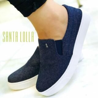 [MAGAZINE] Slip On Santa Lolla Jeans Logo Feminino – Azul GRÁTIS 🇧🇷