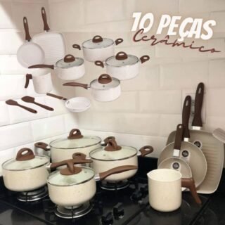 [AMERICANAS] Jogo De Panelas 10 Peças Life Smart Plus Revestimento Cerâmico Vanilla Brinox