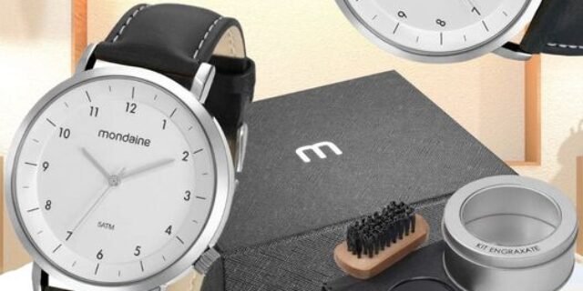 [MAGAZINE] Relógio Masculino Mondaine Analógico Preto com Acessórios