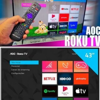 [AMERICANAS]Smart TV AOC Roku LED 43” 43S5195/78 com Wi-Fi Full HD 3 HDMI 1 USB com Controle Remoto com atalhos Roku Mobile Miracast