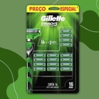 [MAGAZINE] Carga para Aparelho de Barbear Gillette – Mach3 Sensitive 16 Cargas