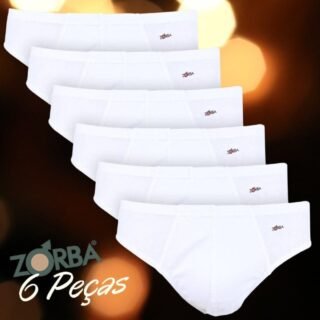 [ZATTINI] Kit Cueca Slip Zorba Lisas Com 6 Peças – Branco