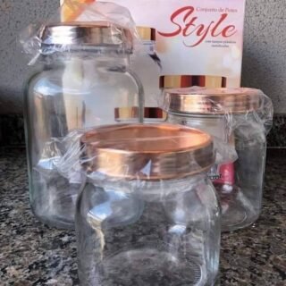 [MAGAZINE] Jogo de Potes de Vidro Ruvolo com Tampa – Style 3 Peças