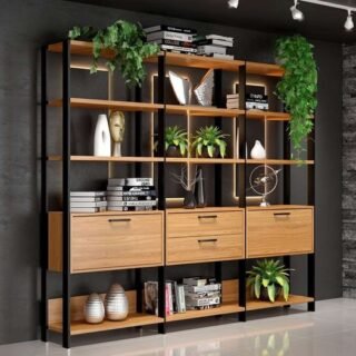 [AMERICANAS] Estante Dijon 2 PT 2 GV Freijó e Preta 216 cm