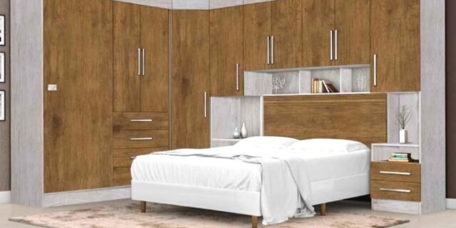 [AMERICANAS] Dormitório Modulado Georgia JA Avelã / Jequitibá Para Cama Box 1,38M Casal