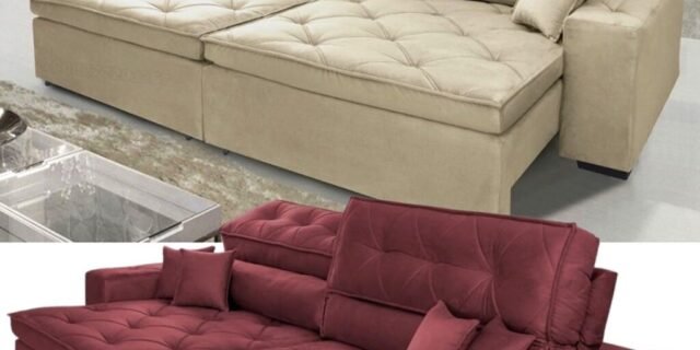 [AMERICANAS] Sofá Austin 3,02m Retrátil, Reclinável com Molas no Assento e Almofadas, Tecido Suede