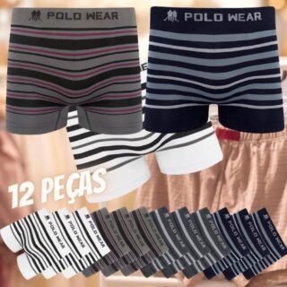[AMERICANAS] Kit 12 cuecas sem costura listrada polo wear sortido