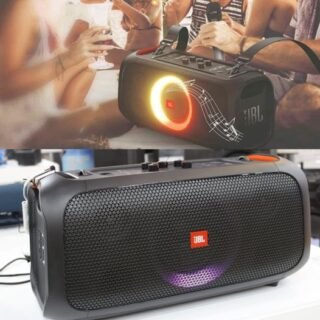 [PONTO] Caixa de Som JBL Partybox On-The-Go com Bluetooth, Luzes e Microfone sem Fio – 100W