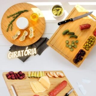 [SHOPTIME]Kit Tábua Giratória + Tábua de Corte Frente Verso – La Cuisine Linha Bambu