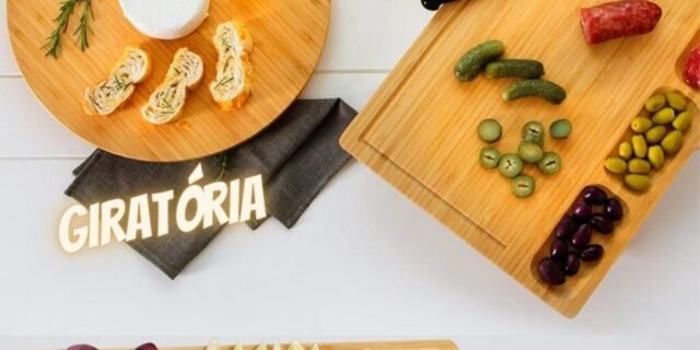 [SHOPTIME]Kit Tábua Giratória + Tábua de Corte Frente Verso – La Cuisine Linha Bambu