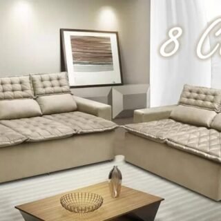 [MAGAZINE] Conjunto de Sofá 3 e 2 Lugares Retrátil e Reclinável Cama inBox Slim 2,00×1,50m Velusoft Preto