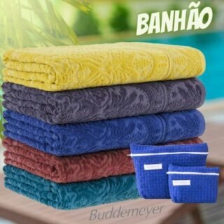 [SHOPTIME] Jogo De Banhão Índia 5 Peças + Kit 2 Necessaires Cores Sortidas – Casa & Conforto By Buddemeyer