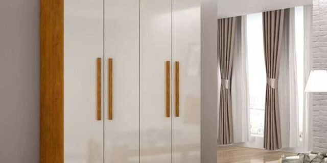 [MAGAZINE] Guarda-Roupa Solteiro Malibu 4 PT Imbuia e Off White – Rufato