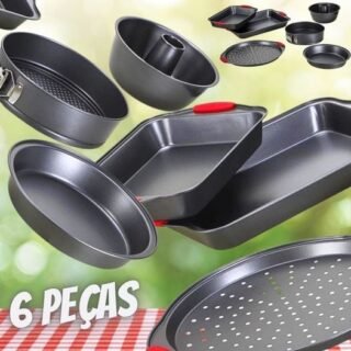 [AMERICANAS] Conjunto de Assadeiras 6 Peças Nona Em Aço Carbono Com Alça Em Silicone – Classic Home