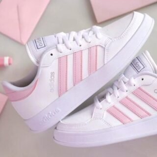 [NETSHOES] Tênis Adidas Breaknet Feminino – Branco+Rosa