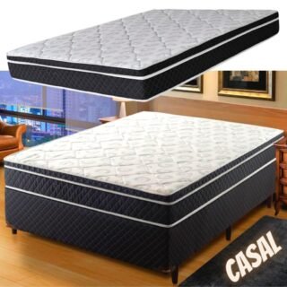 [CASAS BAHIA] Cama Box Casal Umaflex New Dubai com Molas Ensacadas 64x138x188cm – Preto/Branco