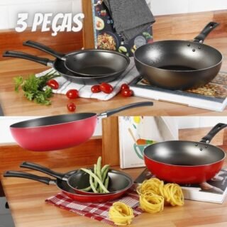 [SHOPTIME] Jogo de Frigideiras + Frigideira Wok Antiaderente La Cuisine 3 Peças