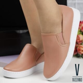 [ZATTINI] Tênis Vizzano Slip On Liso Feminino – Bege
