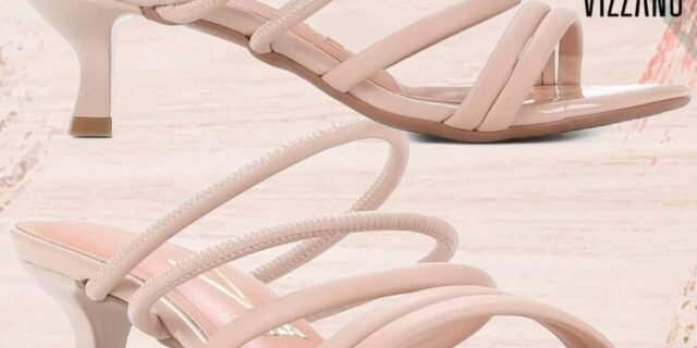 [ZATTINI] Sandália Vizzano Salto Fino Médio Feminina – Bege