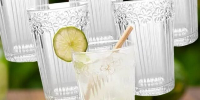 [CASAS BAHIA] Jogo de copo de vidro transparente 380ml Flowers – Casambiente