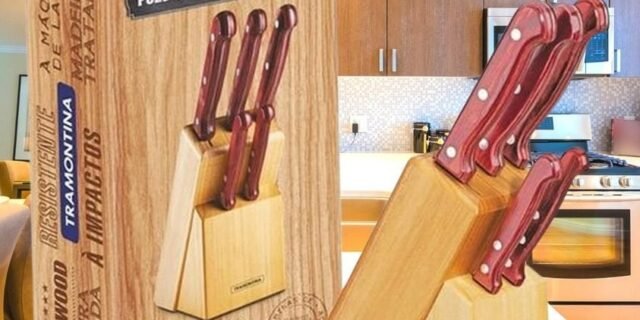 [AMERICANAS] Conjunto de Facas Inox 6 Peças Polywood Vermelha – Tramontina