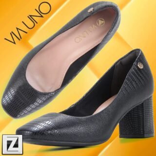 [ZATTINI] Scarpin VIA UNO Bico Quadrado Salto Médio Calango