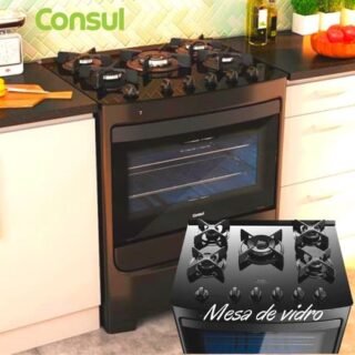 [MAGAZINE] Fogão 5 Bocas Mesa de Vidro Consul Preto – Acendimento Automático CFS5VAE