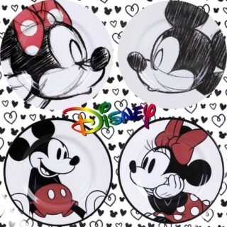 [SHOPTIME] Jogo de Pratos Sobremesa 6 peças / Rasos 6 peças / Jantar 12 peças Mickey e Minnie – La Cuisine + Disney