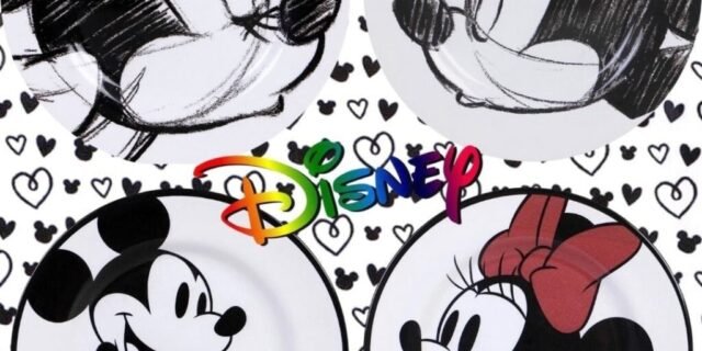[SHOPTIME] Jogo de Pratos Sobremesa 6 peças / Rasos 6 peças / Jantar 12 peças Mickey e Minnie – La Cuisine + Disney