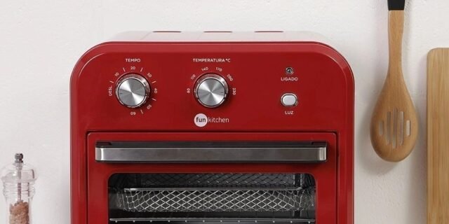 [SHOPTIME] Forno e Fritadeira sem Óleo Fun Kitchen 10L Vermelha