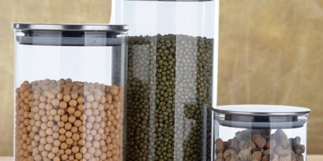 [SHOPTIME] Conjunto de Potes de Vidro 3 Peças 300 mL / 1000 mL / 1500 mL