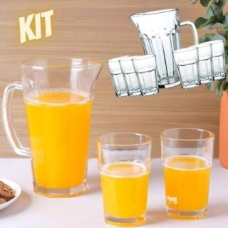 [SHOPTIME] Conjunto de Jarra 1,2 L + Copos de Vidro 310 Ml Cassis 7 Peças – La Cuisine