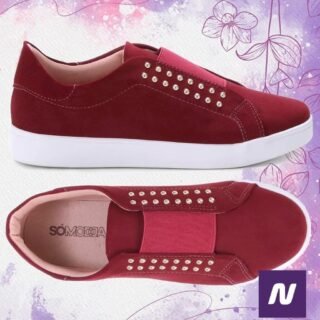 [NETSHOES] Tênis Somoda Brilho Com Elástico Feminino – Bordô