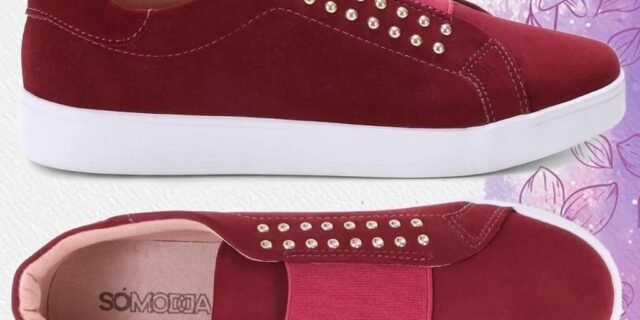[NETSHOES] Tênis Somoda Brilho Com Elástico Feminino – Bordô