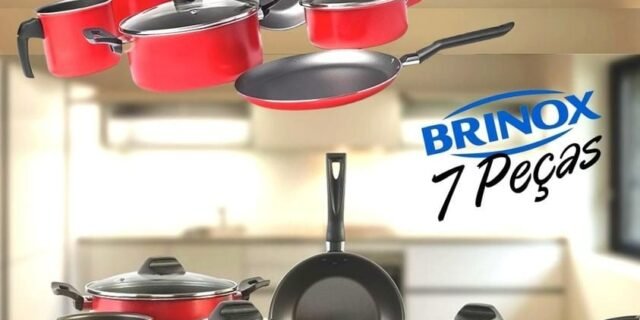 [SHOPTIME] Jogo de Panelas Antiaderente Vermelho 7 Peças – La Cuisine By Brinox