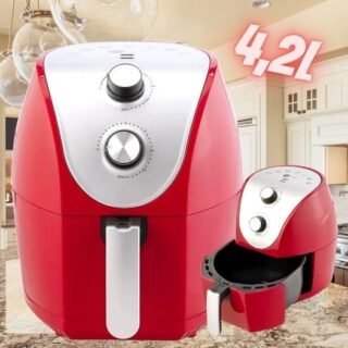 [SHOPTIME] Fritadeira Elétrica sem Óleo 4,2L 1400W Preta Fun Kitchen (Preto ou Vermelho)