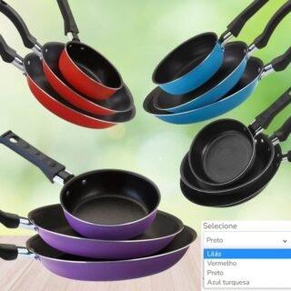 [CASAS BAHIA] Conjunto de Frigideiras 3 Peças Antiaderente Techflon Nacional ( 4 cores )