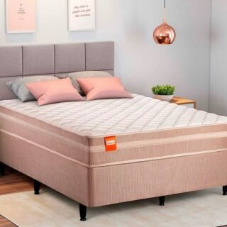 [CASAS BAHIA] Cama Box de Casal Inducol Jaguar com Molas Superlastic 64 x 138 x 188cm – Bege
