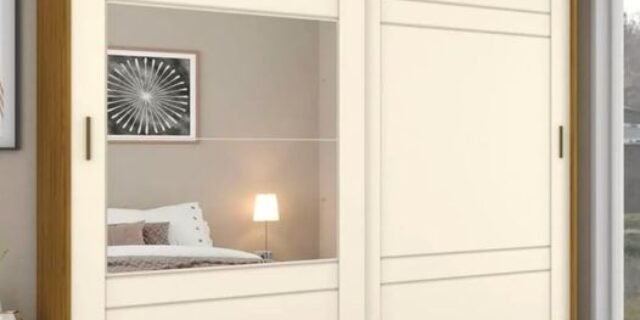 [MAGAZINE] Guarda-roupa Casal com Espelho 2 Portas de Correr – 3 Gavetas Henn Zambezy (2 Cores)